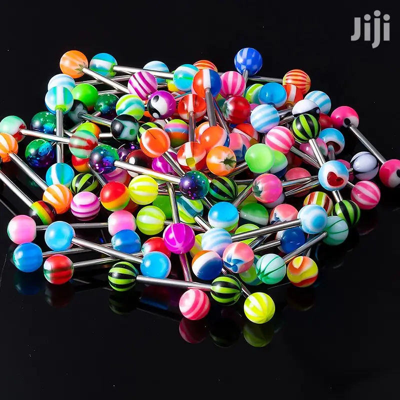 Solid Colored UV Ball Barbell Tongue Ring 14G