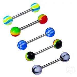 Solid Colored UV Ball Barbell Tongue Ring 14G