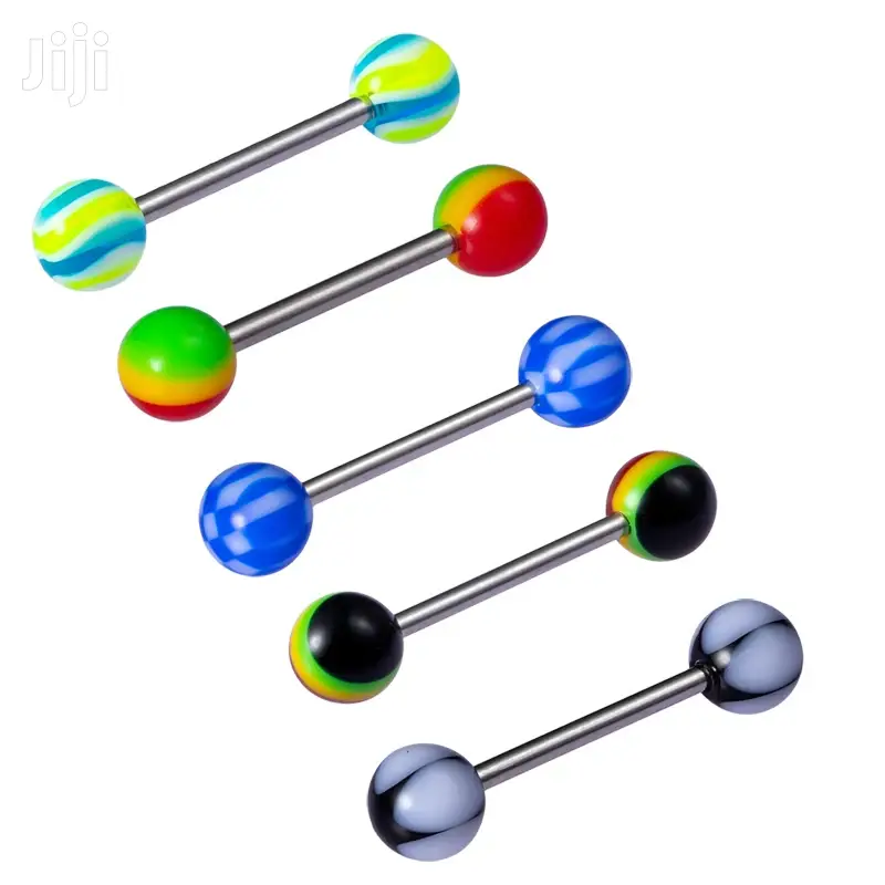 Solid Colored UV Ball Barbell Tongue Ring 14G