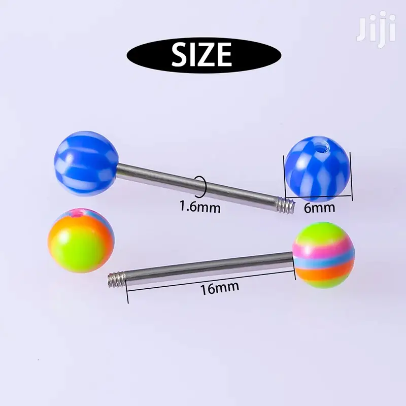 Solid Colored UV Ball Barbell Tongue Ring 14G