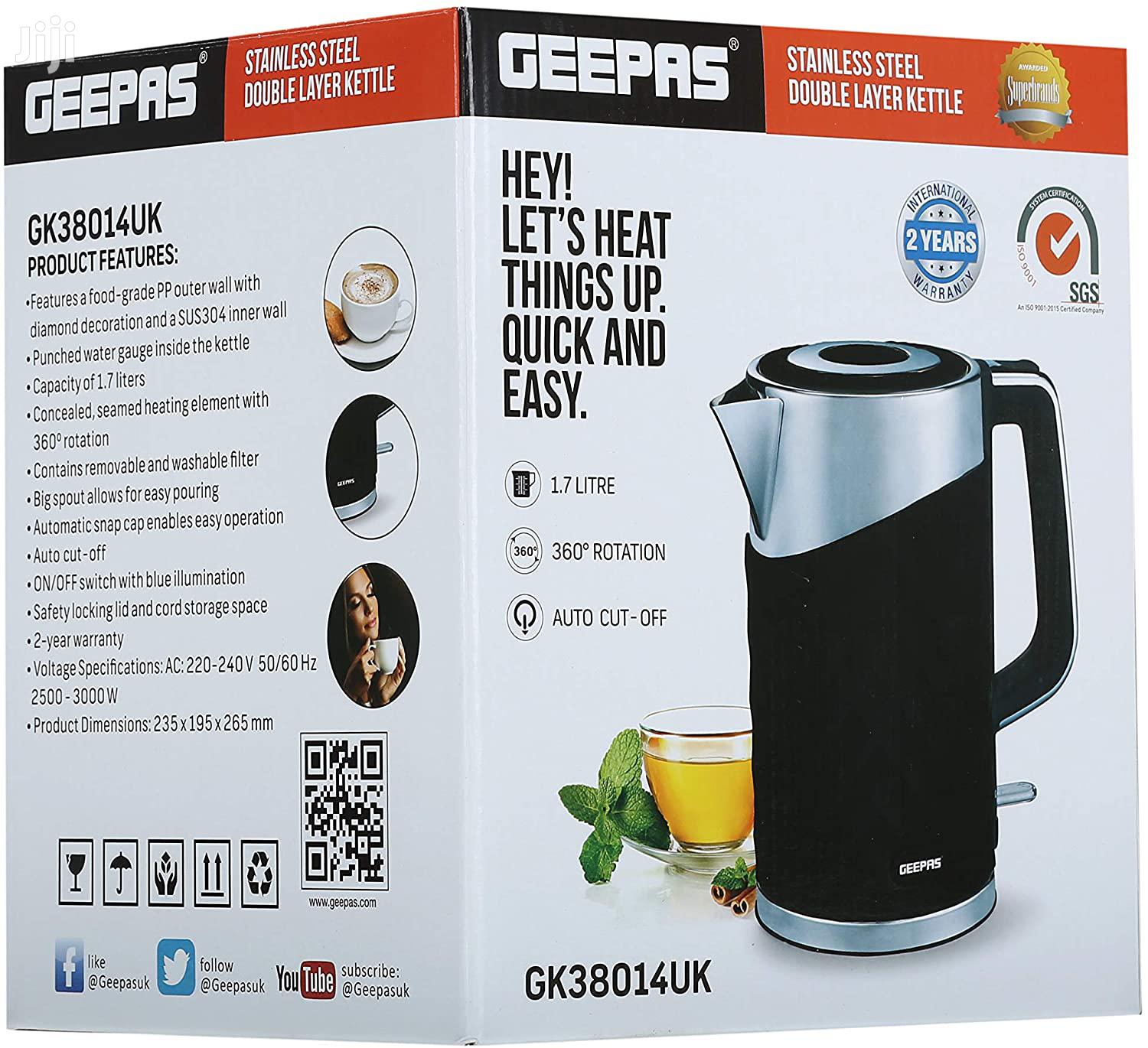 Geepas 1.7L Fast Boil Cordless Electric Kettle 3000W in Kampala