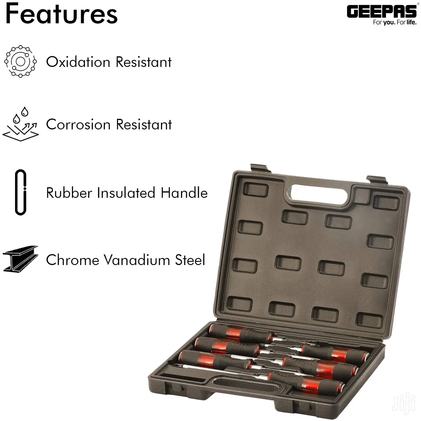 Geepas 6 Pcs Screwdriver Set With Magnetic Tip & Case
