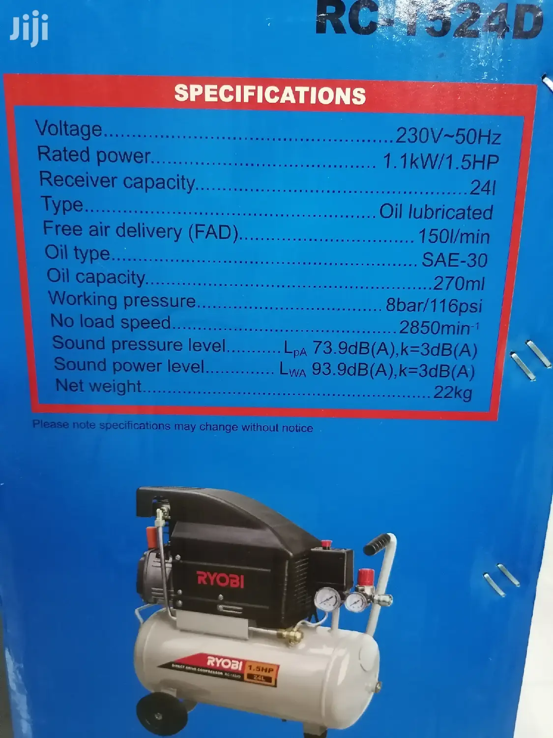 Ryobi 1.5hp Direct Drive 24L Air Compressor