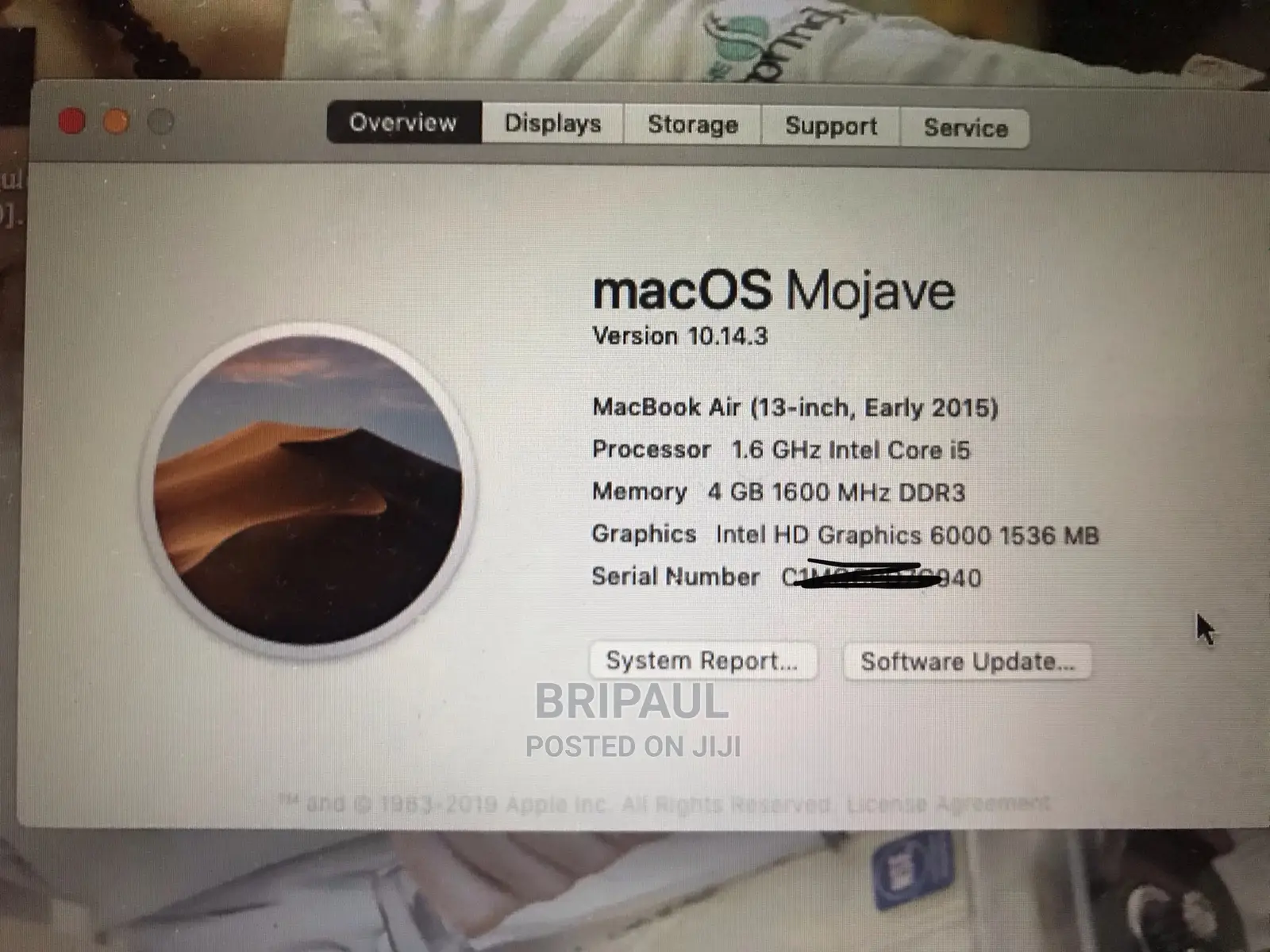 Laptop Apple MacBook Air 2017 4GB Intel Core I5 SSHD (Hybrid) 128GB