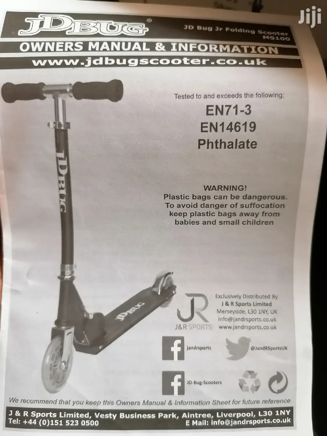 UK Original JD Bug Junior Street Folding Metal Kids Scooter