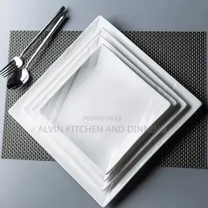 White Square Dinner Plate Set Of 12 Pcs