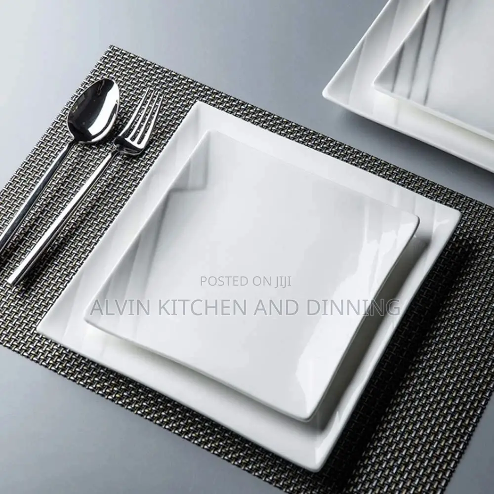 White Square Dinner Plate Set Of 12 Pcs