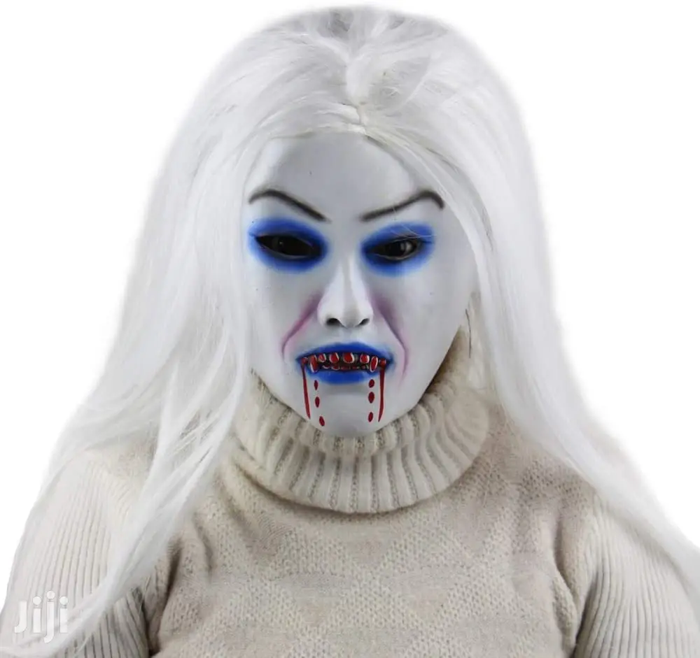 White Haired Demon Witch Bloody Face Mask