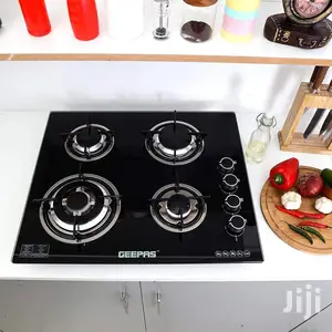 Geepas Tempered Glass Stainless Steel 4 Burner Gas Stove