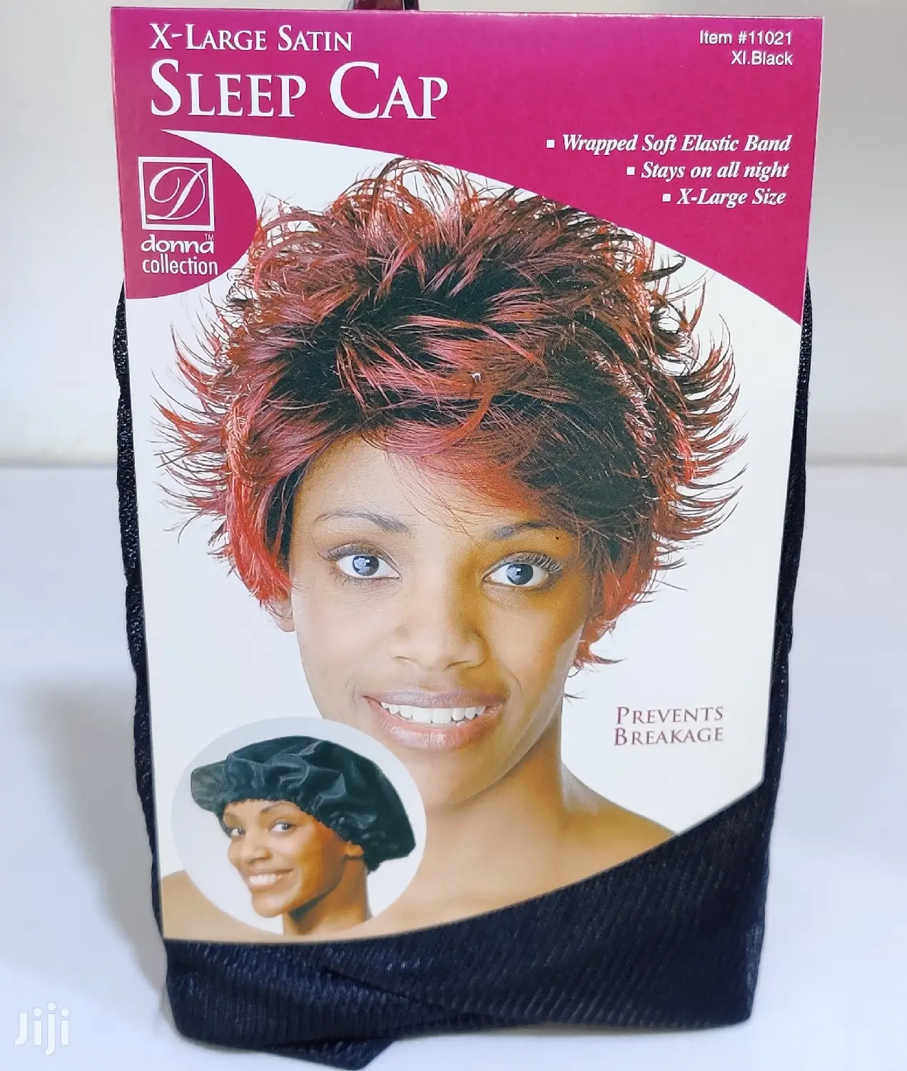 Satin Sleeping Cap Large BLACK Breathable And Comfortable.