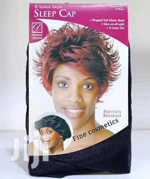 Satin Sleeping Cap Large BLACK Breathable And Comfortable.