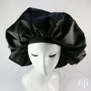 Satin Sleeping Cap Large BLACK Breathable And Comfortable.