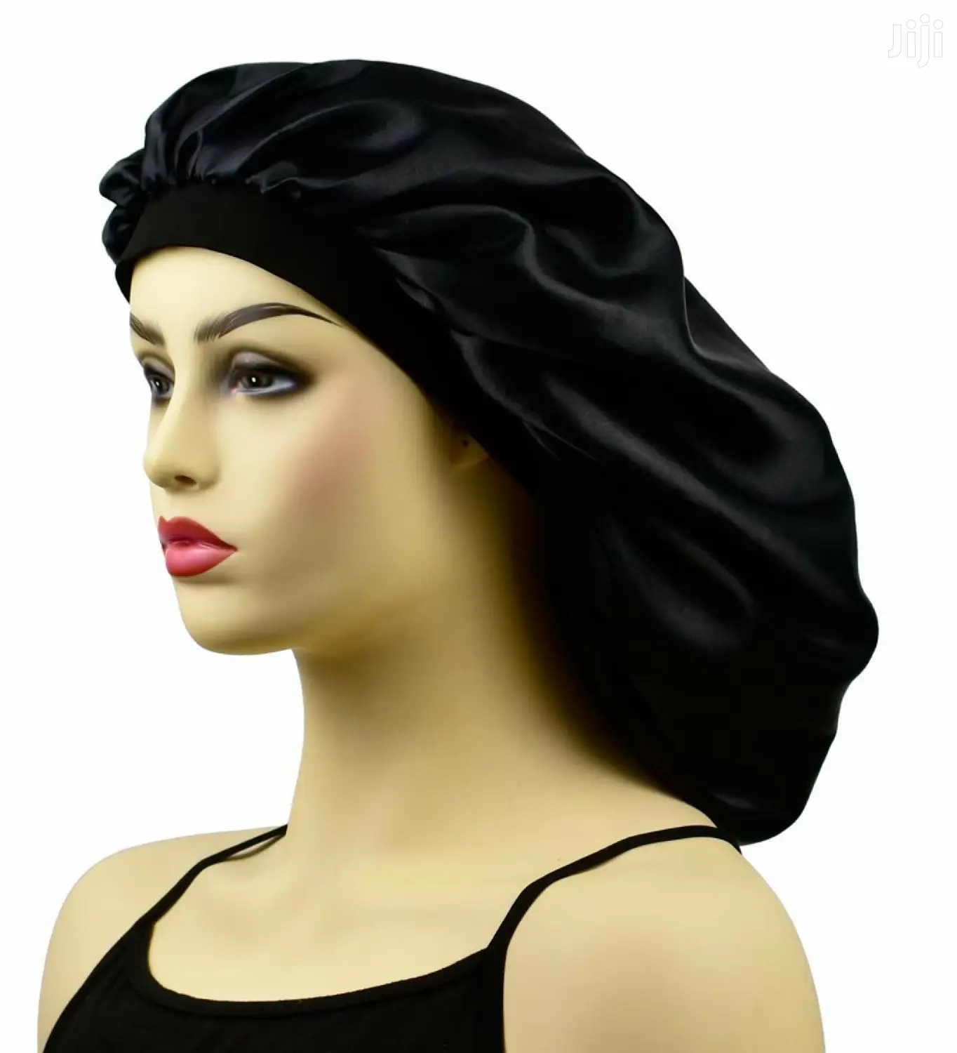 Satin Sleeping Cap Large BLACK Breathable And Comfortable.