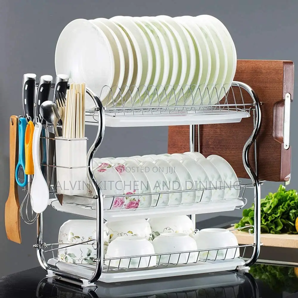 3 Tier Kitchen Chrome Dish Drainer