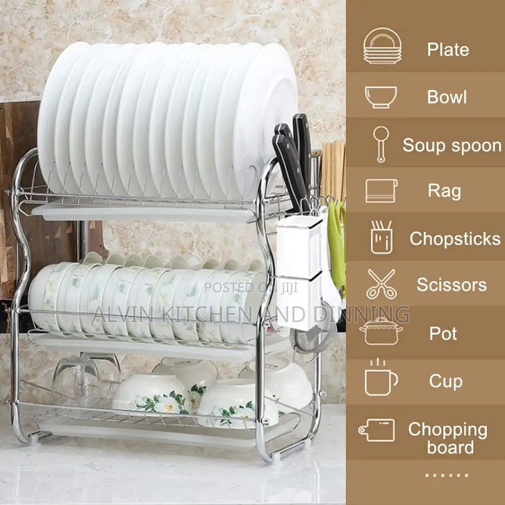 3 Tier Kitchen Chrome Dish Drainer