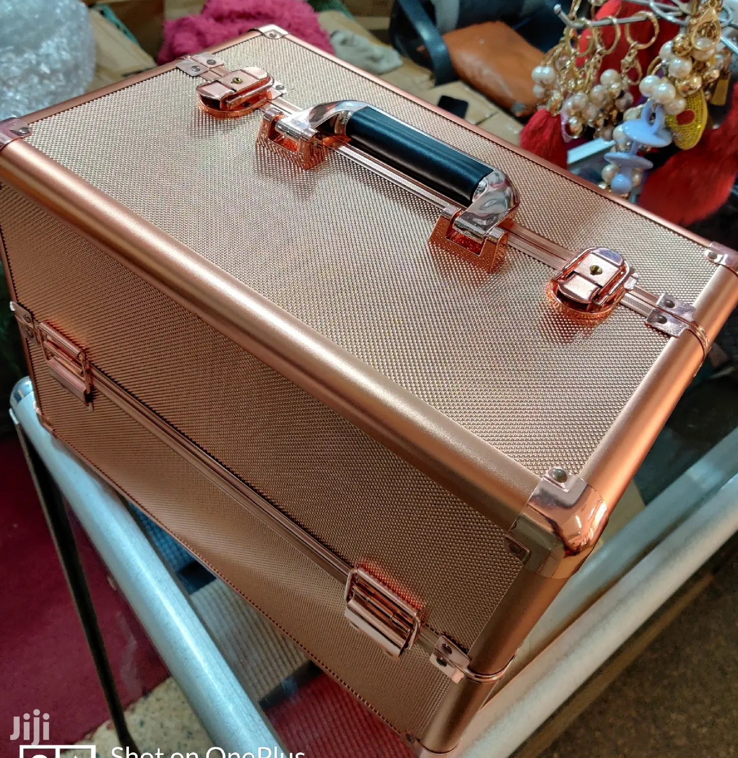 Heavy Travel Makeup Box With Cross Shoulder Carrying Strap