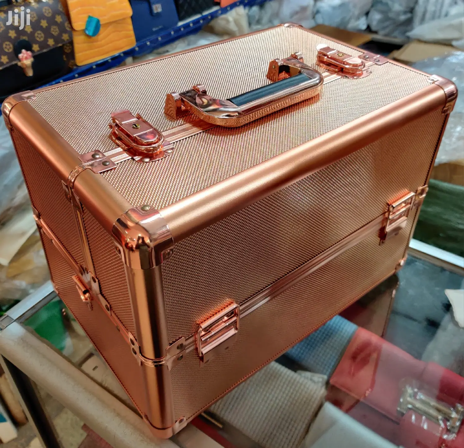 Heavy Travel Makeup Box With Cross Shoulder Carrying Strap
