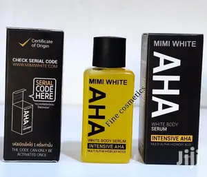 Boxed MIMI White Original Formula AHA Serum For Dark Spots.