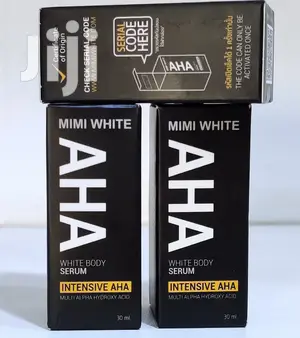 Boxed MIMI White Original Formula AHA Serum For Dark Spots.