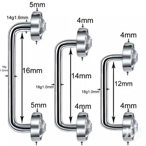 1pc Stainless Surface Piercing Jewelry 14 Guage Sternum Bar
