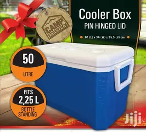 Campmaster 50L Blue Hard Cooler Box With Pin Hingled Lid