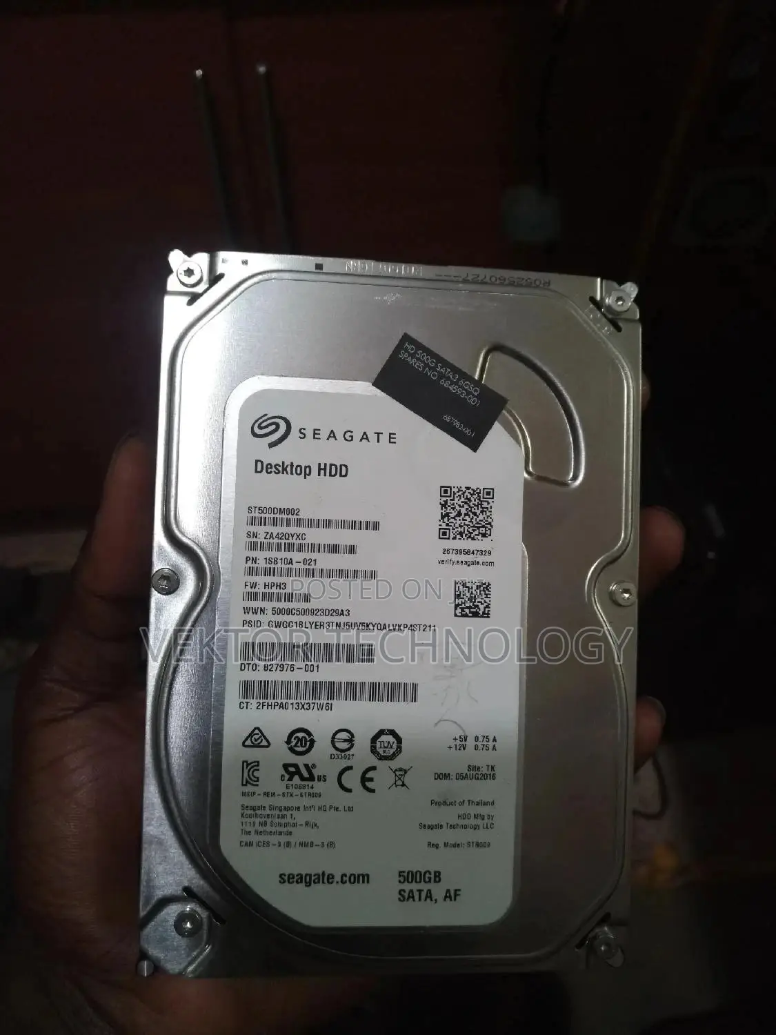 500GB Internal Desktop Hard Drive HDD -3.5 Sata 6gb/6