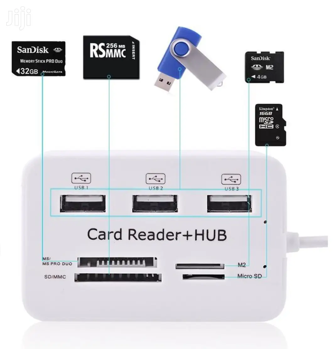 3 Port 2.0 Usb Hub + 4 Slot Card Reader - Combo