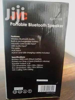 JVC Portable Rechargeable Bluetooth Speaker