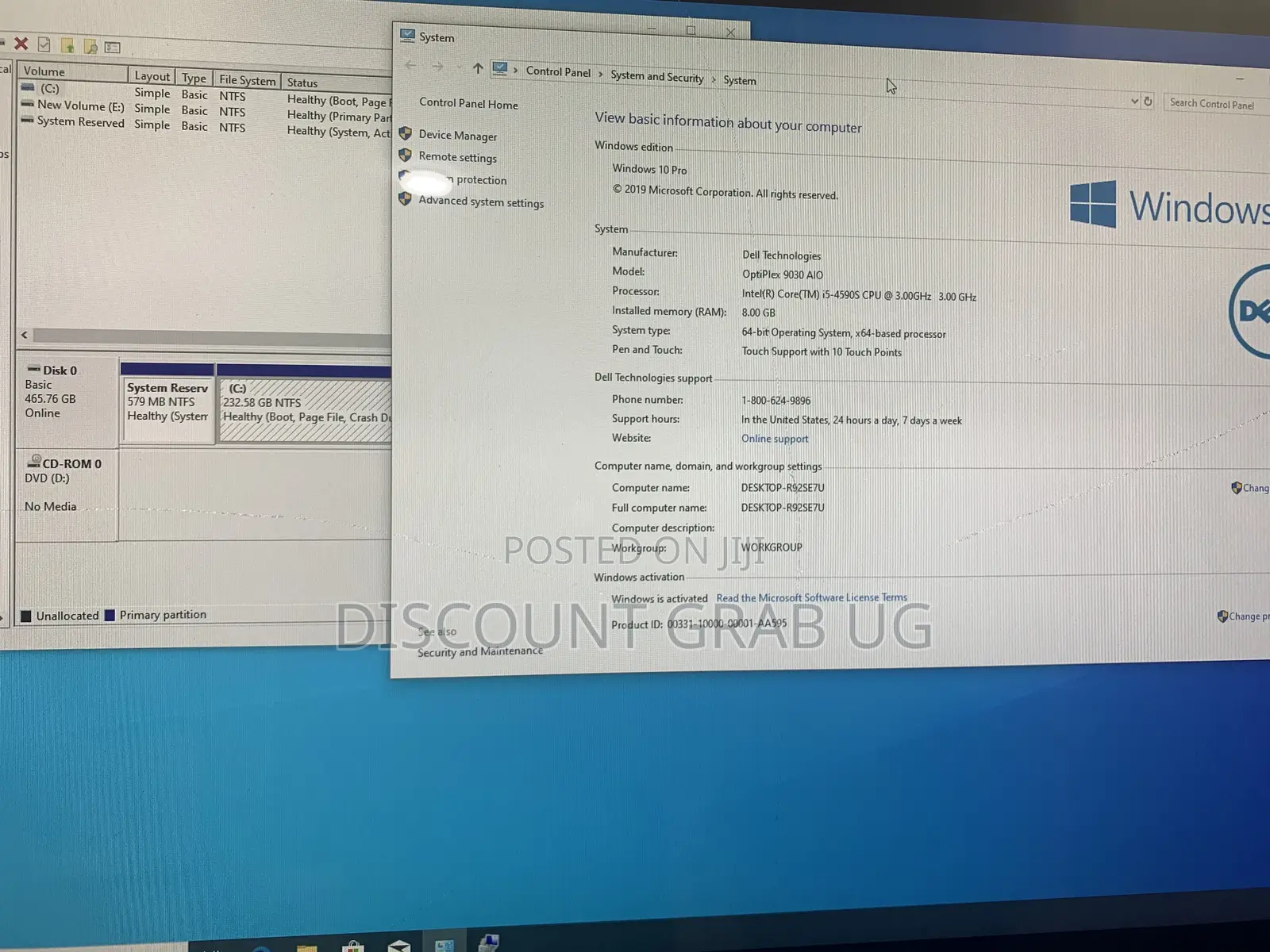 Desktop Computer Dell 8GB Intel Core I5 HDD 500GB
