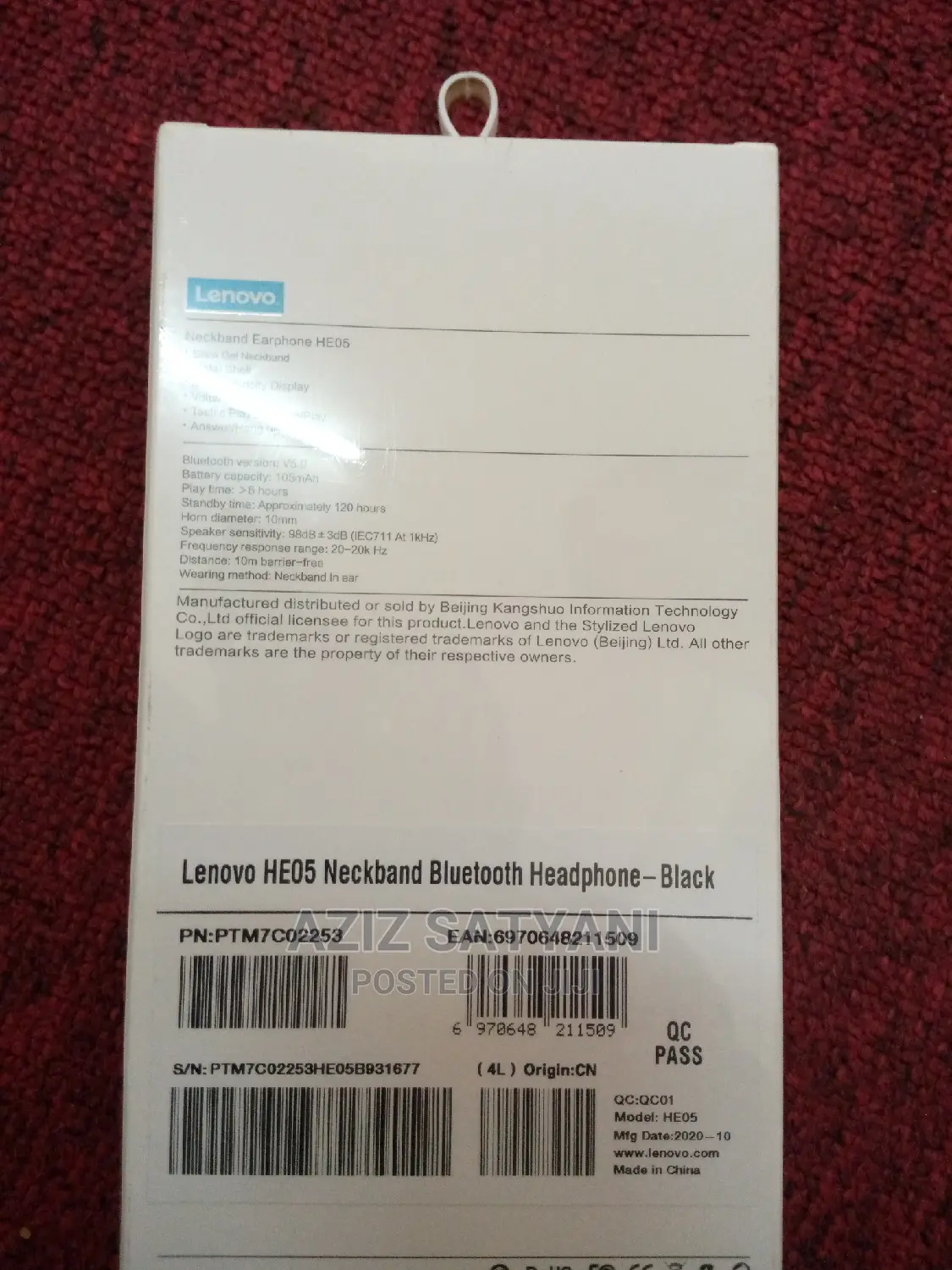 Lenovo Neckband HE05 100% Original