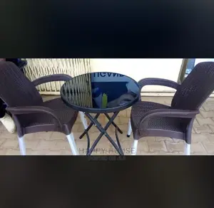 Set of Glass Foldable Tables 2 Chairs