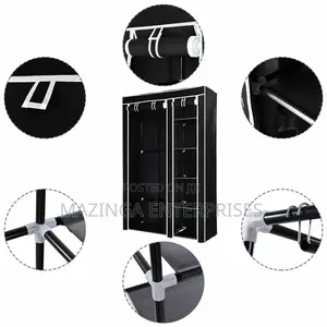 2 Column Wood Flamed Mini Mobile Wardrobe
