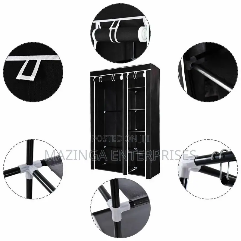 2 Column Wood Flamed Mini Mobile Wardrobe
