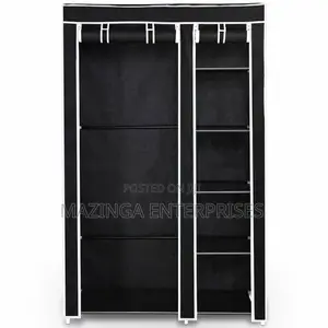 2 Column Wood Flamed Mini Mobile Wardrobe