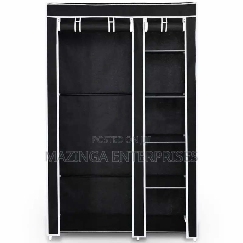 2 Column Wood Flamed Mini Mobile Wardrobe