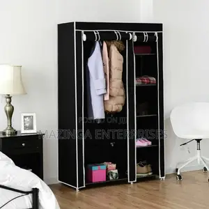 2 Column Wood Flamed Mini Mobile Wardrobe