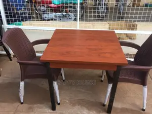 Set Of Wooden Table With Plastic Chairs