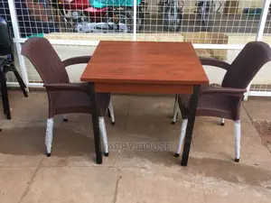 Set Of Wooden Table With Plastic Chairs