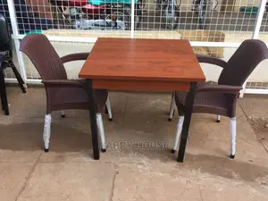Set Of Wooden Table With Plastic Chairs