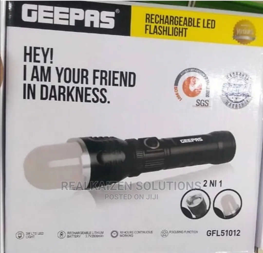 Geepas 2 In1 Rechargeable Led Flashlight
