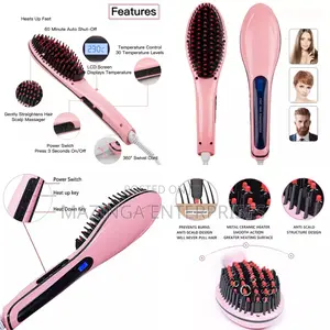 Electric Hair Straightener And Curl Styling Brush