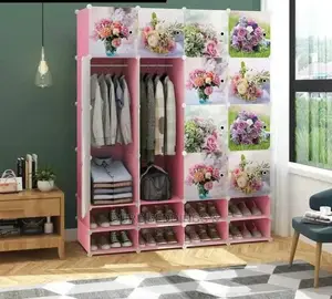 Spacious Four Columns Plastic Wardrobe