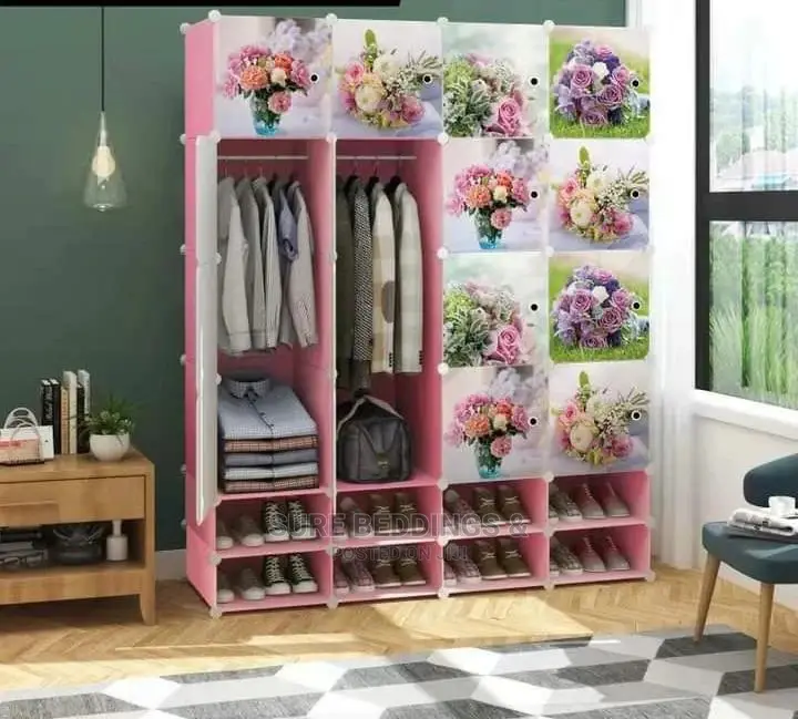 Spacious Four Columns Plastic Wardrobe