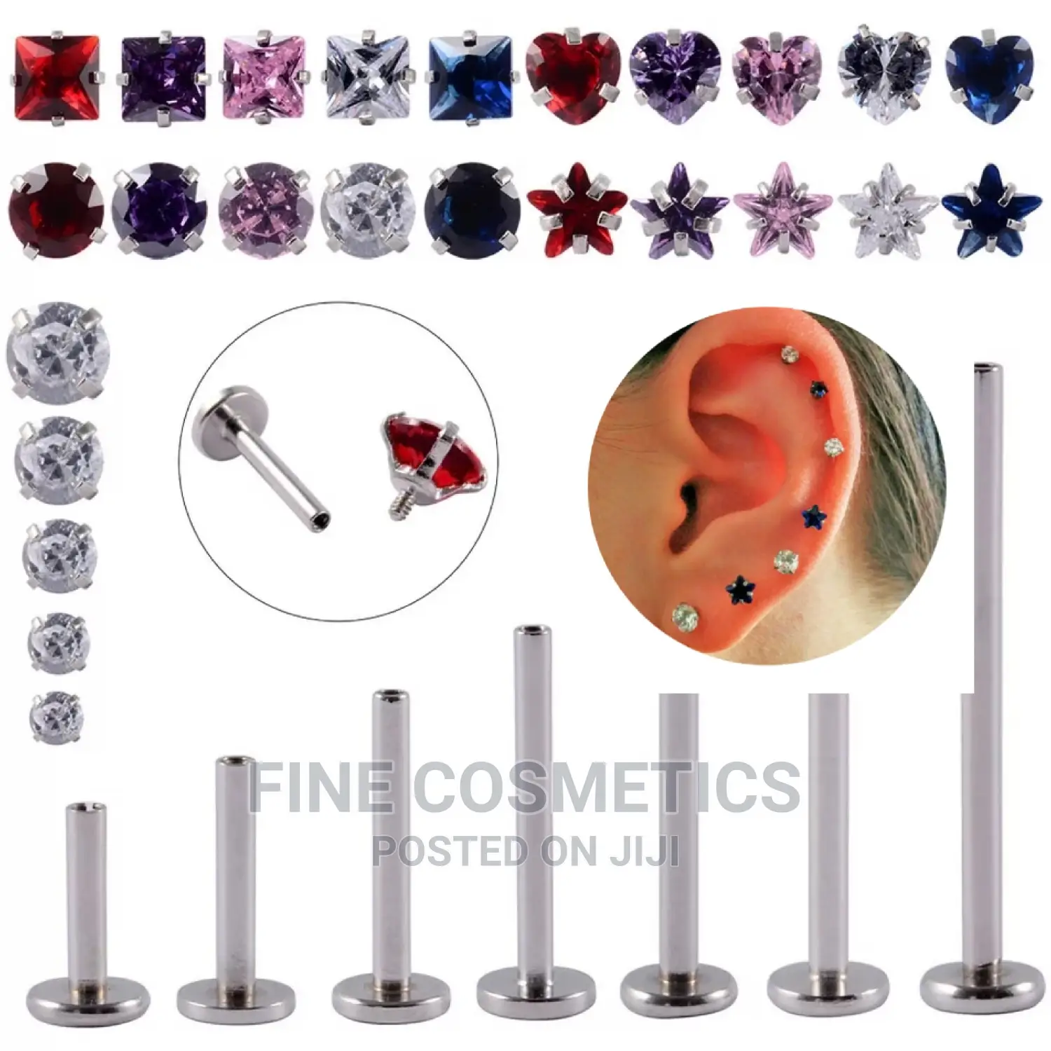 1pair New Hot Selling Earring Stud Internal Threaded Barbell