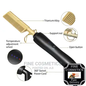New Electric Hair Styling Hot Comb, Gold Hair Straightener