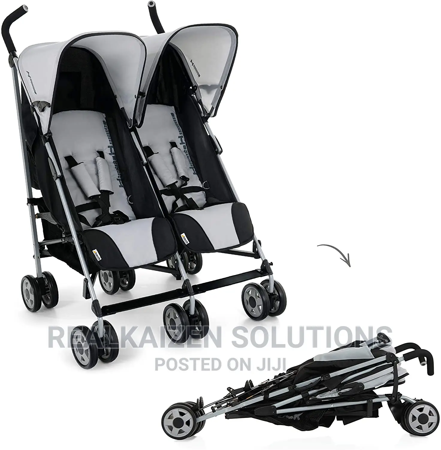 Original Hauck Twin Turbo Duo Stroller Caviar Stone 36kg