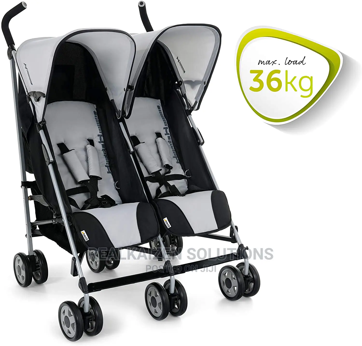 Original Hauck Twin Turbo Duo Stroller Caviar Stone 36kg