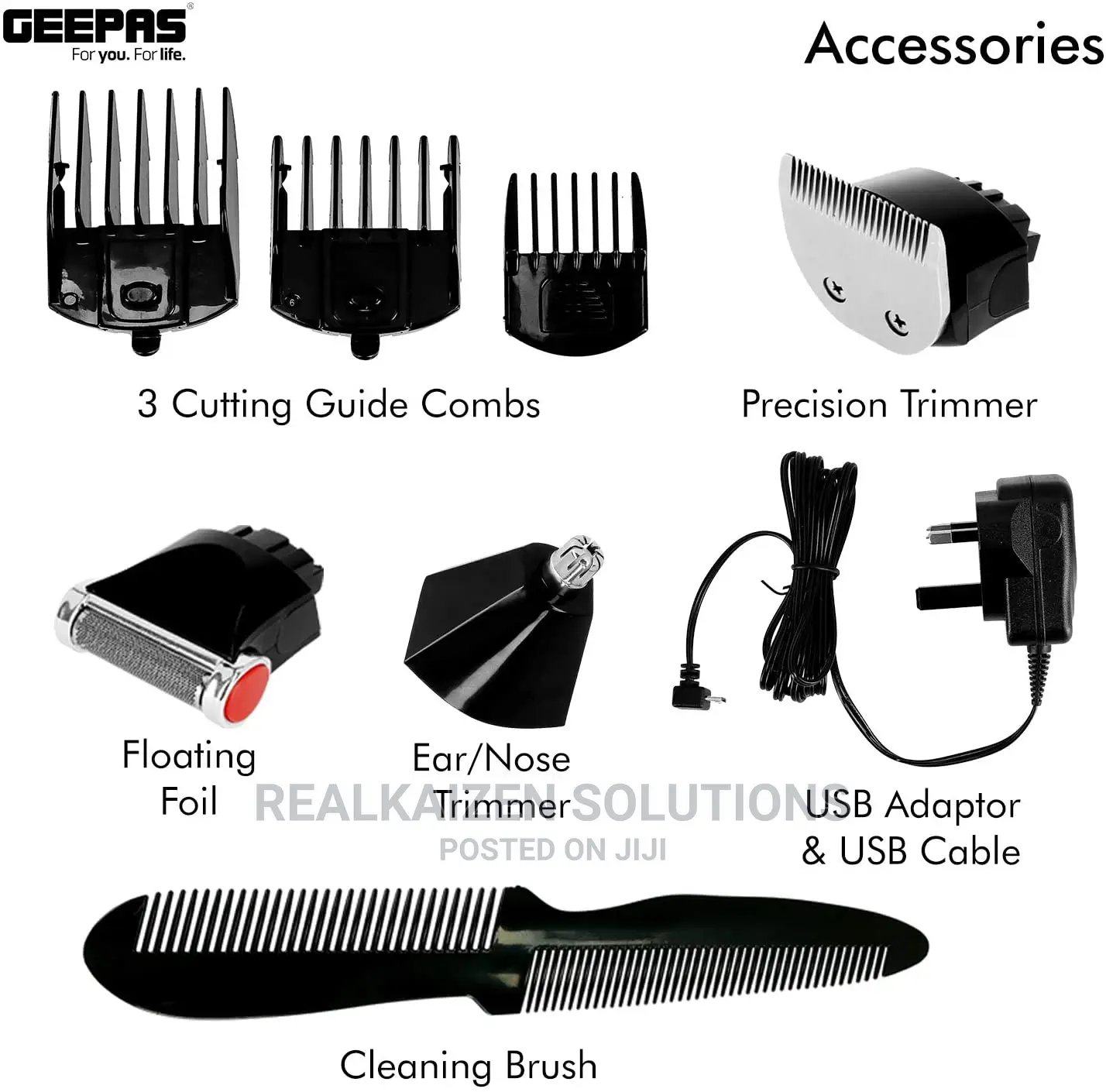 Geepas 7 in 1 Cordless Rechargeable Hair Trimmer