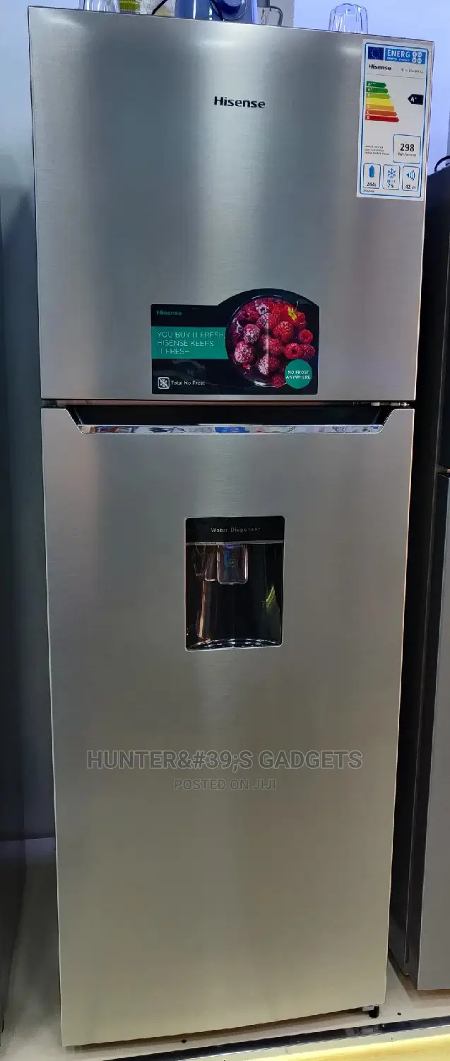Hisense Double Door 419 Liters Silver With Water Dispenser