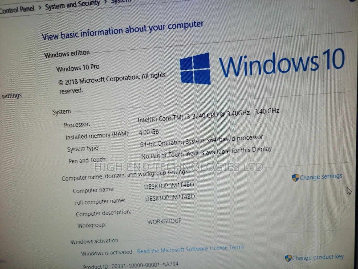Desktop Computer Dell OptiPlex 5260 4GB Intel Core I3 HDD 500GB